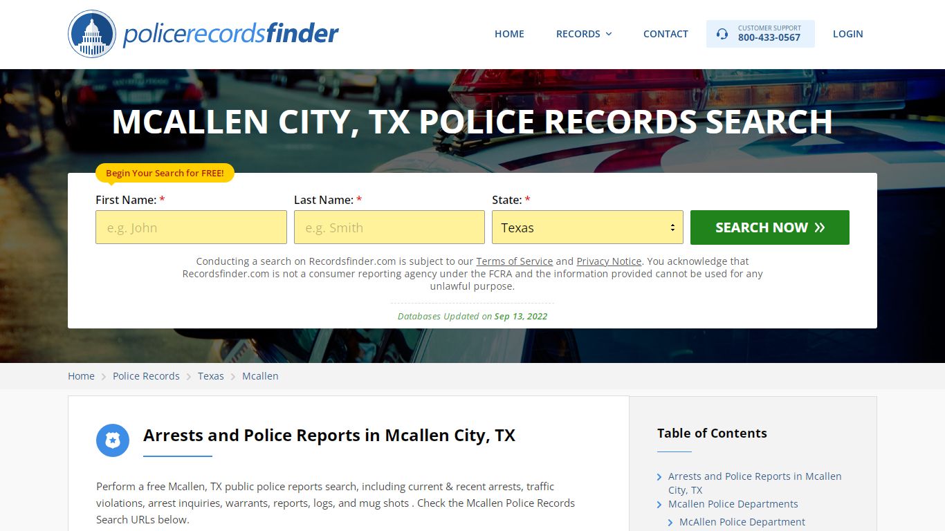 Mcallen, Hidalgo County, TX Police Reports & Police Department Records