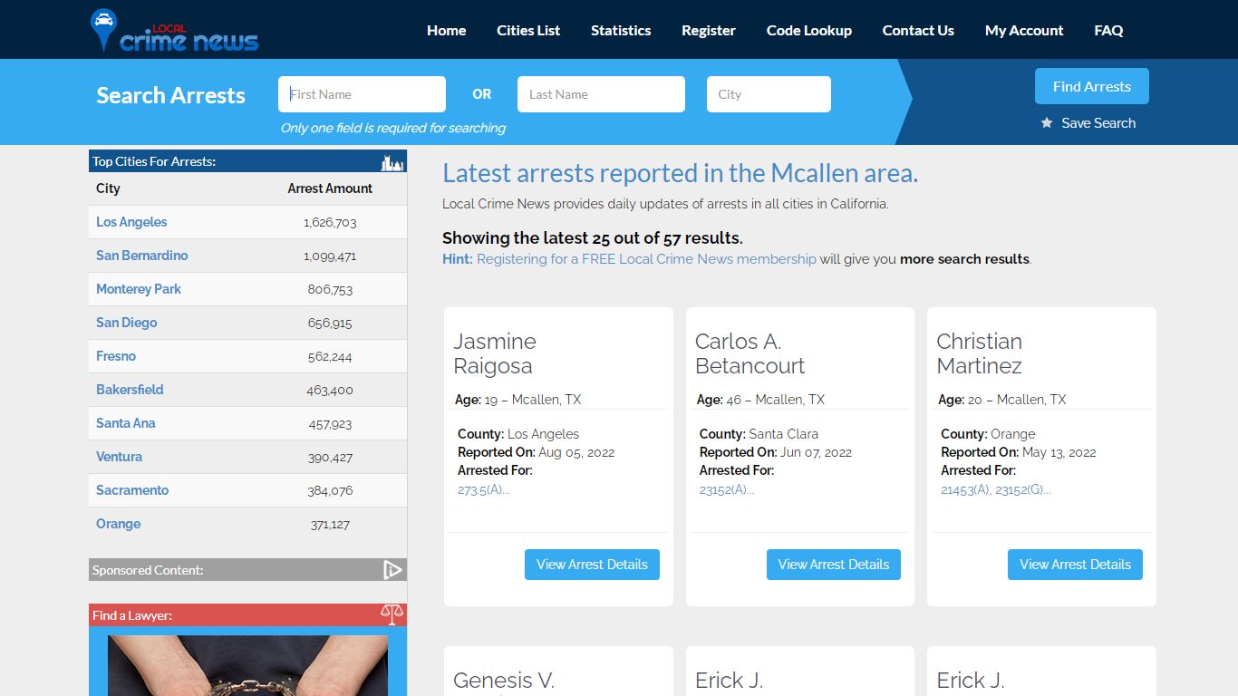 Mcallen California Arrest Records | Local Crime News